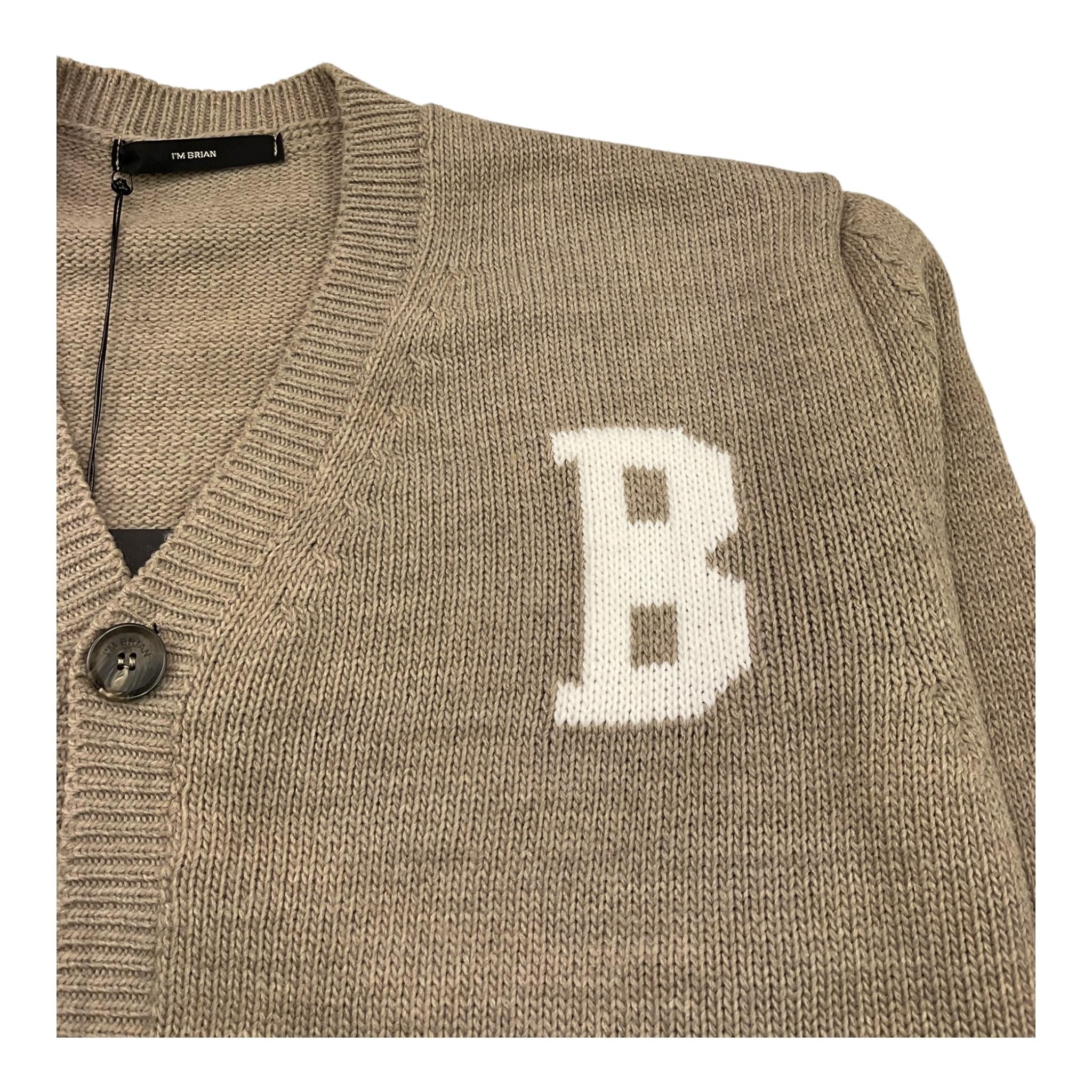 I'M BRIAN cardigan tinta unita con bottoni e stampa Sabbia per Bambino MA3009JX SABBIA I'M BRIAN 