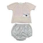 Juliana Completo 2 Pezzi T-Shirt In Maglia-Coulotte Rosa per Neonata J553 ROSA JULIANA 