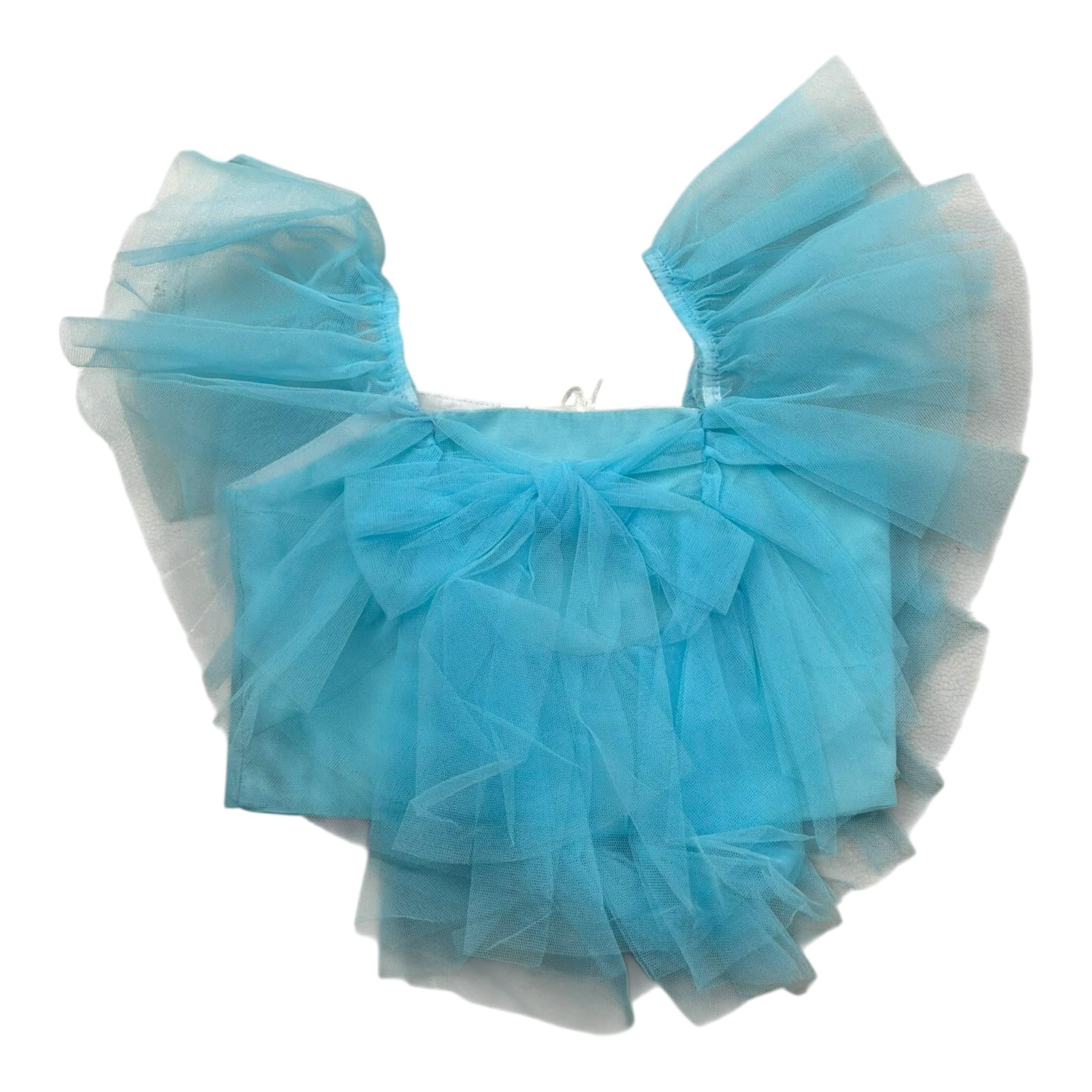 Miss Grant Top Tinta Unita con Tulle per Neonata MG1270 AZZURRO MISS GRANT 