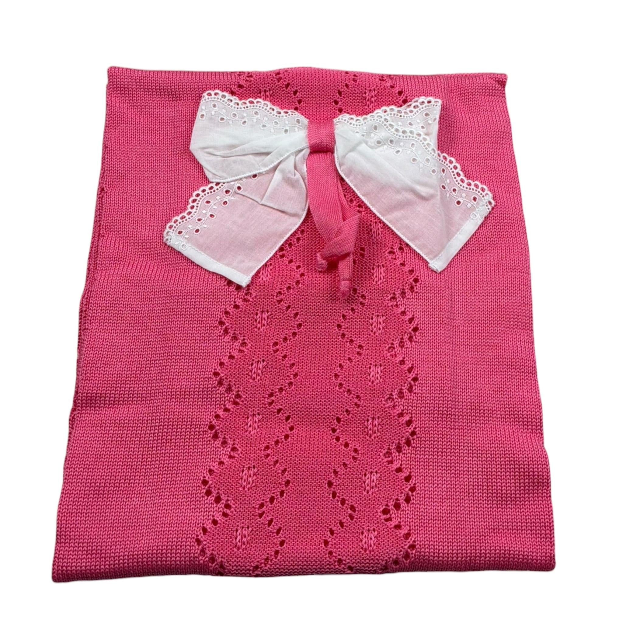 Marlu' Coperta Tinta Unita con Fiocco per Neonata EP1380 ROSA MARLU' 