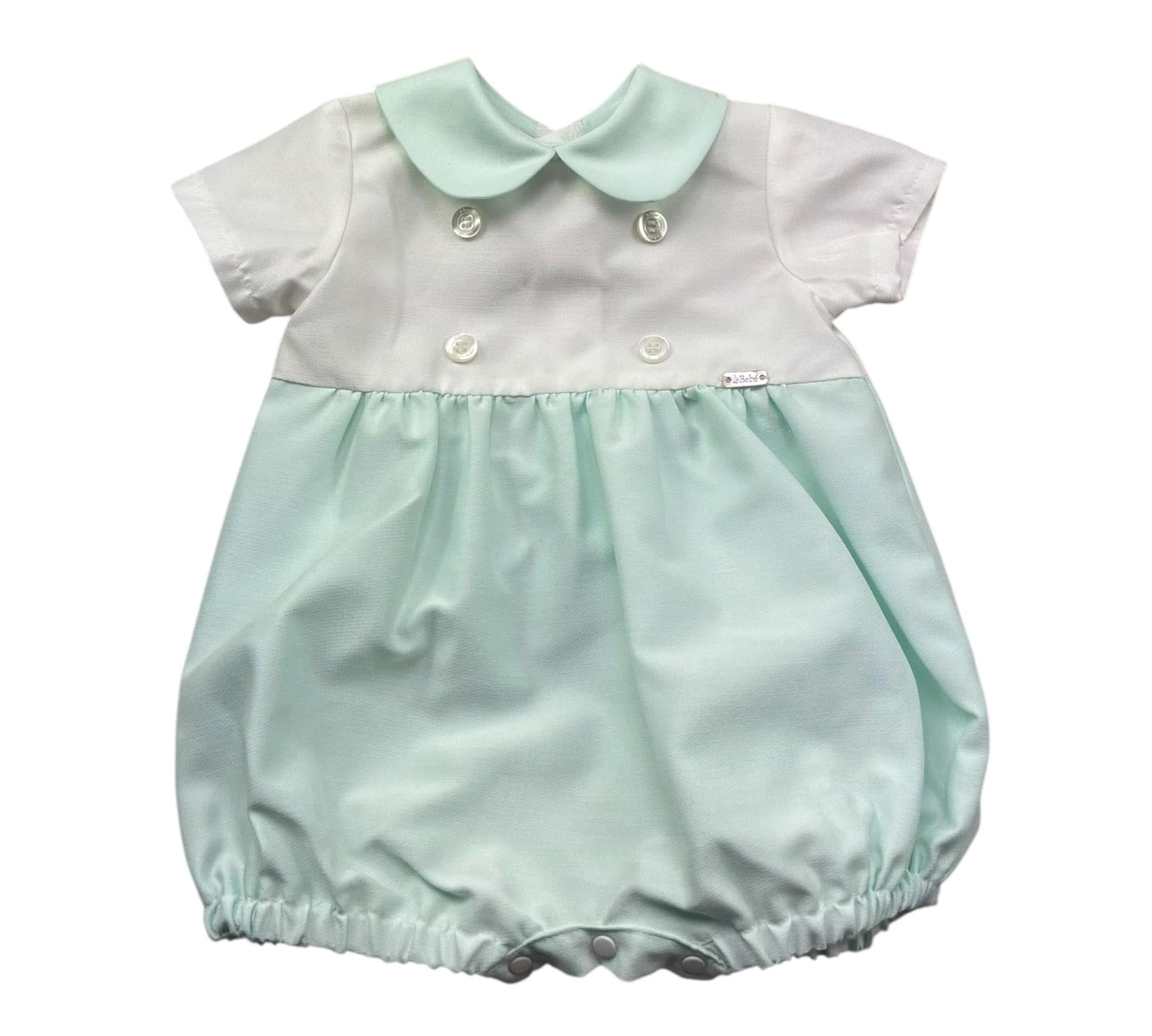 Le Bebe Pagliaccetto Mezza Manica Bicolore per Neonato LBB5421 BIANCO/VERDE ACQUA LE BEBE 