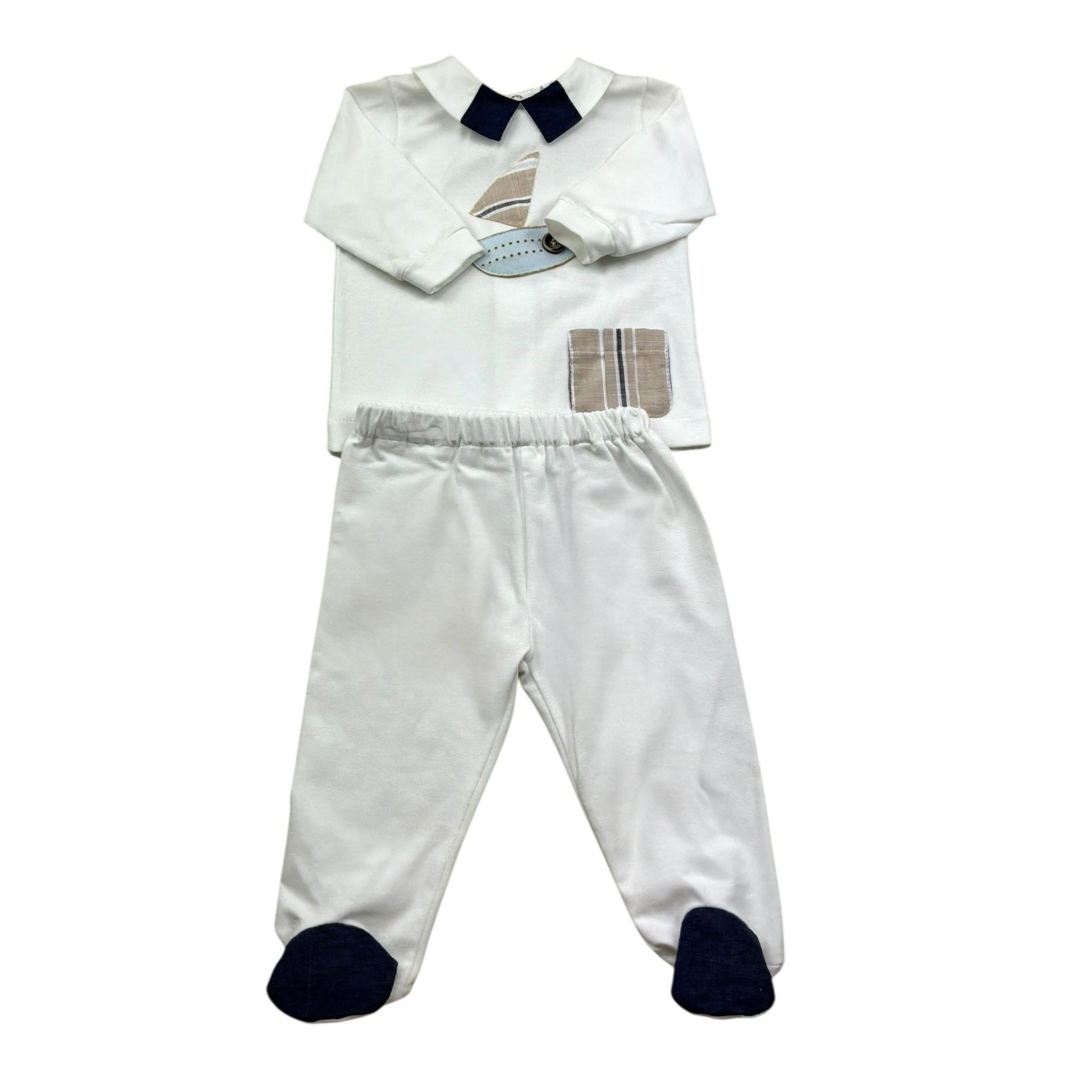 I Delfi Completo 2 Pezzi Shirt-Ghettina Tinta Unita per Neonato 25P5311 BIANCO I DELFI 