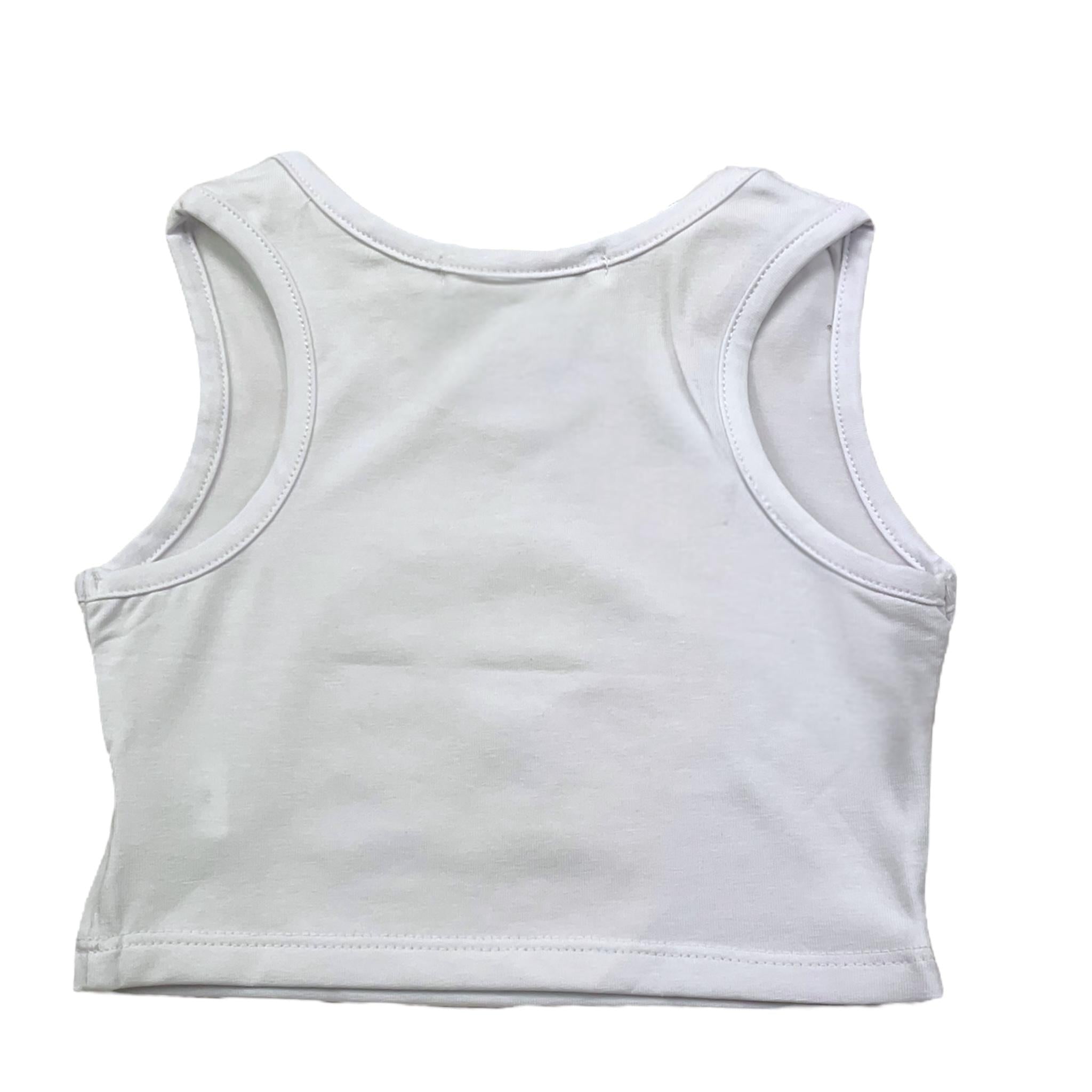 Mousse Canotta Tinta Unita Girocollo con Stampa per Bambina SKTC375W BIANCO MOUSSE 
