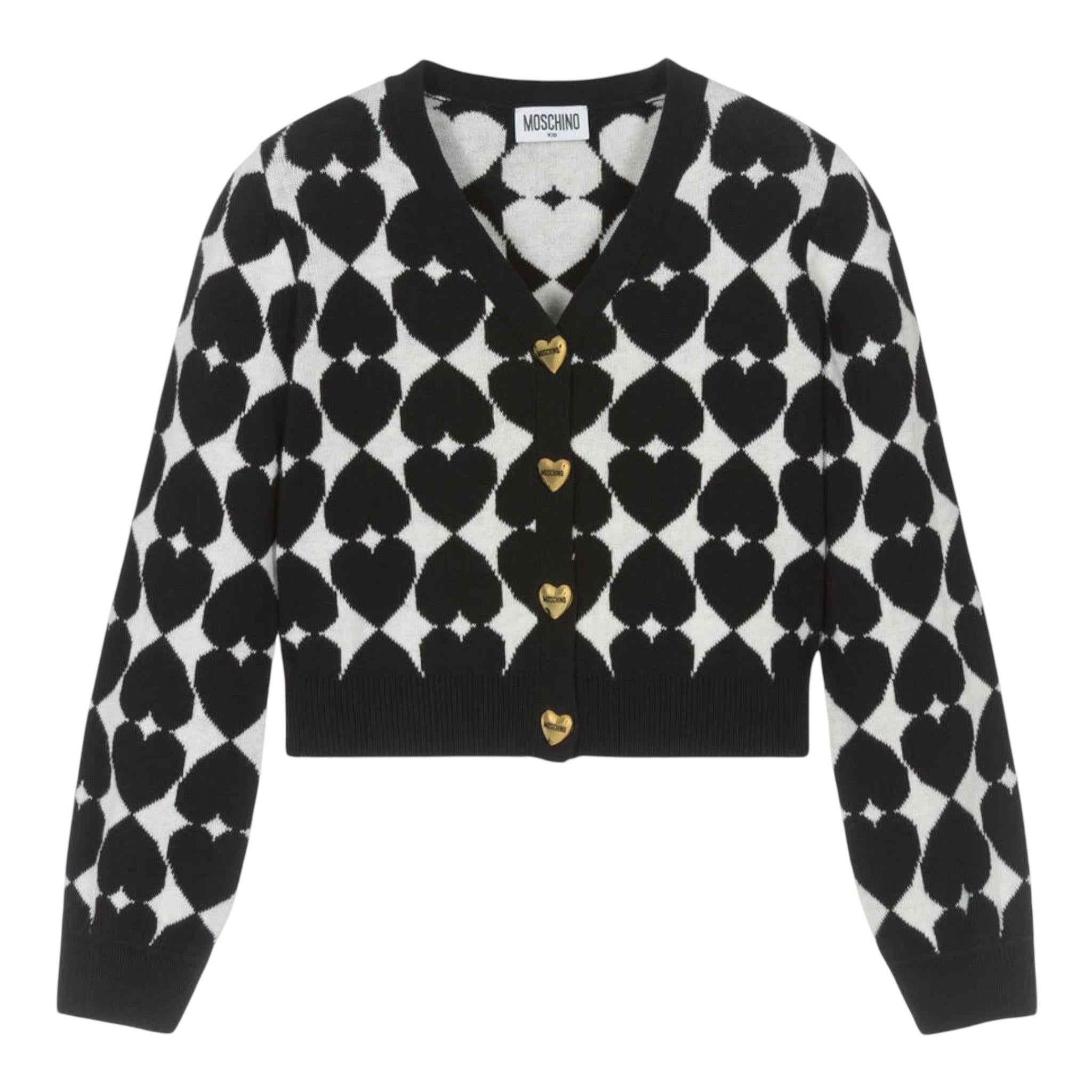 MOSCHINO cardigan stampa fantasia Bianco/nero per Bambina HDW026 BIANCO/NERO MOSCHINO 