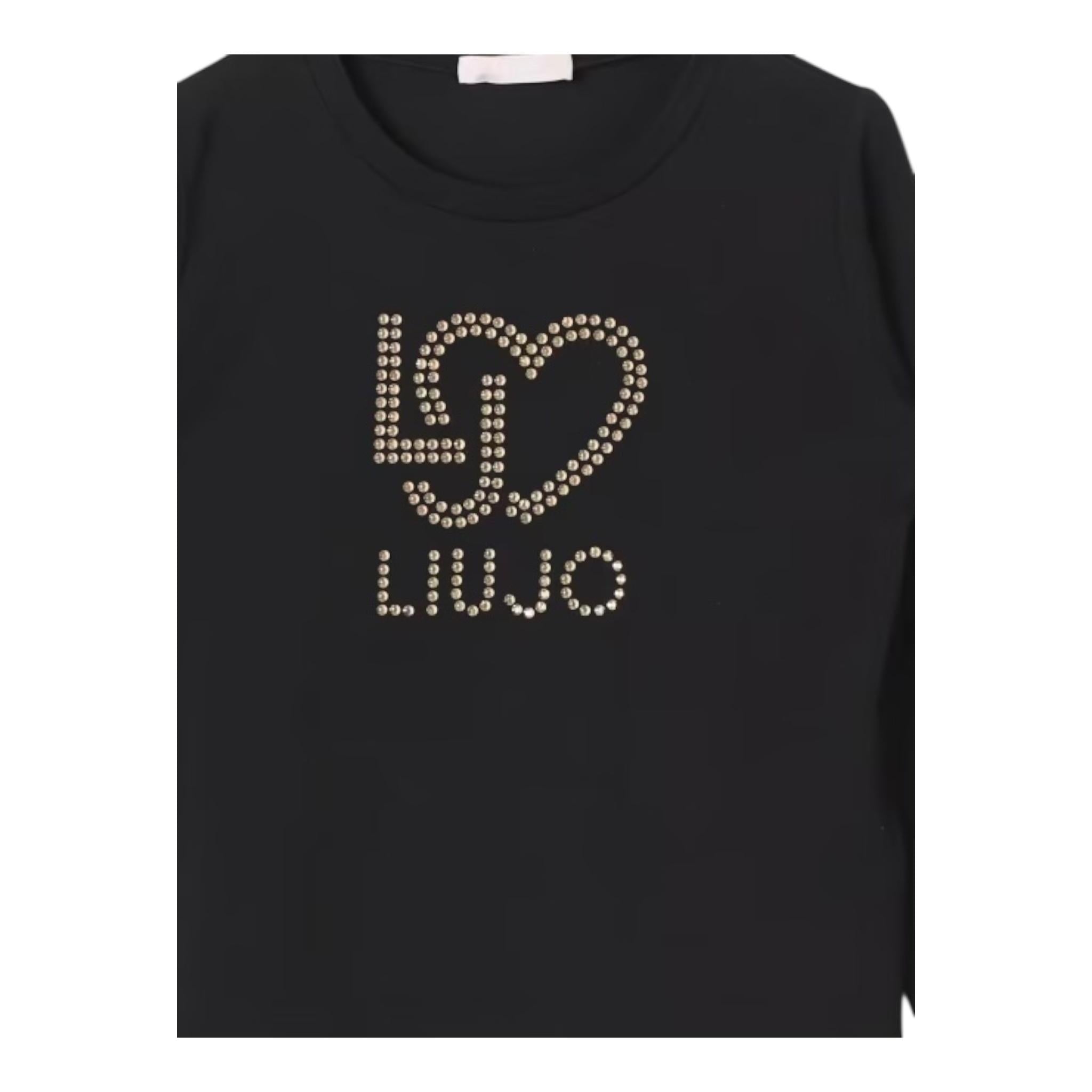 Liu Jo Shirt Tinta Unita Girocollo con Brillantini per Neonata KF4029N NERO LIU JO 