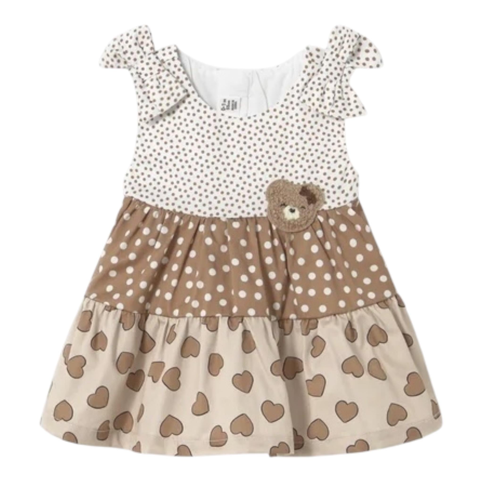 Mayoral Abito Bicolore con Fantasia A Pois per Neonata 1868 BIANCO/MARRONE MAYORAL 