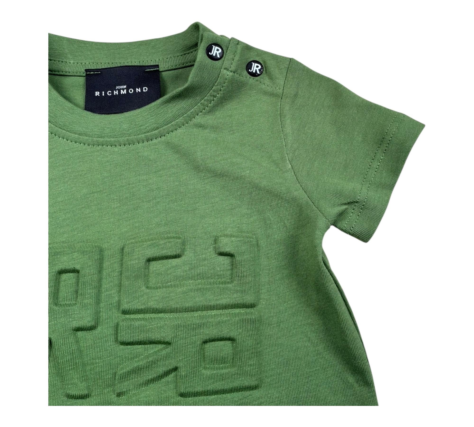 John Richmond T-Shirt Girocollo Tinta Unita con Logo per Neonato RIP26015TS VERDE JOHN RICHMOND 