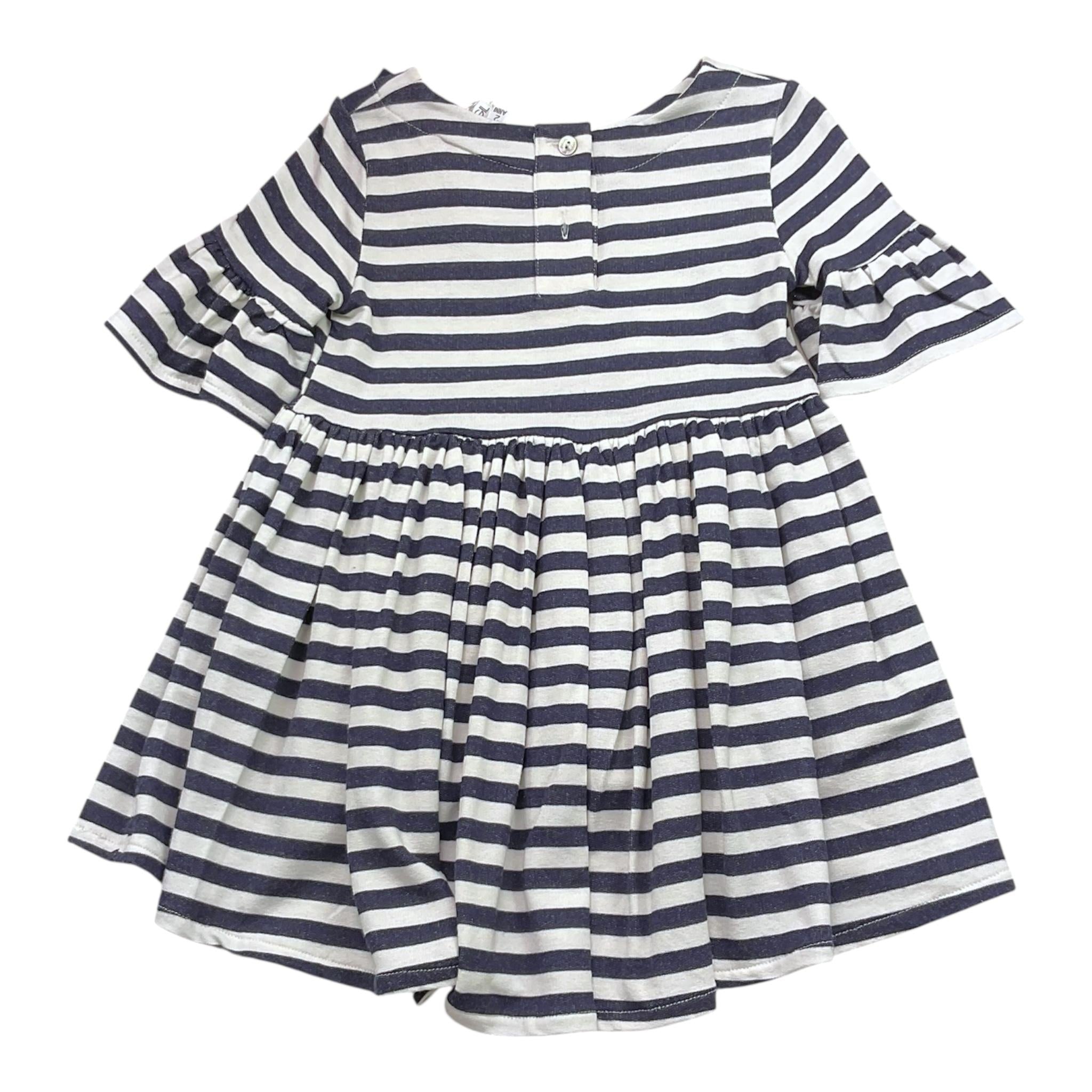 Magil Abito Tinta Unita con Fantasia A Righe per Neonata ZM20115 BIANCO MAGIL 