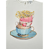 Magil T-Shirt Girocollo tinta unita con Stampa Bianco per Bambina FN26070 BIANCO MAGIL 