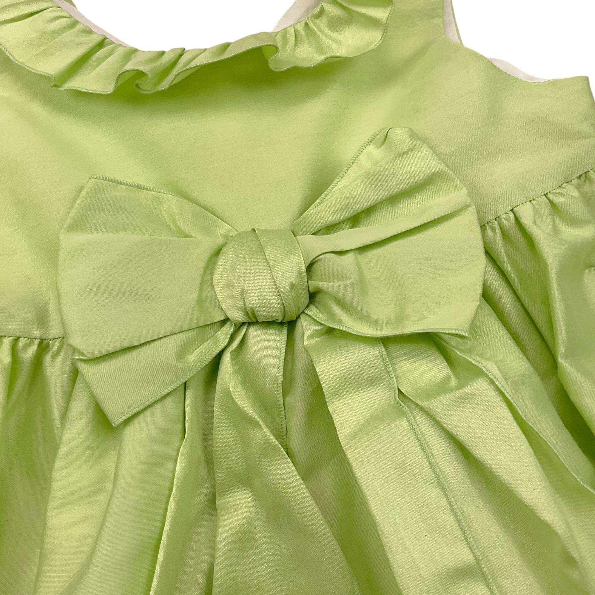 Little Bear Abito Giromanica Tinta Unita con Fiocco per Bambina 8200 VERDE LITTLE BEAR 