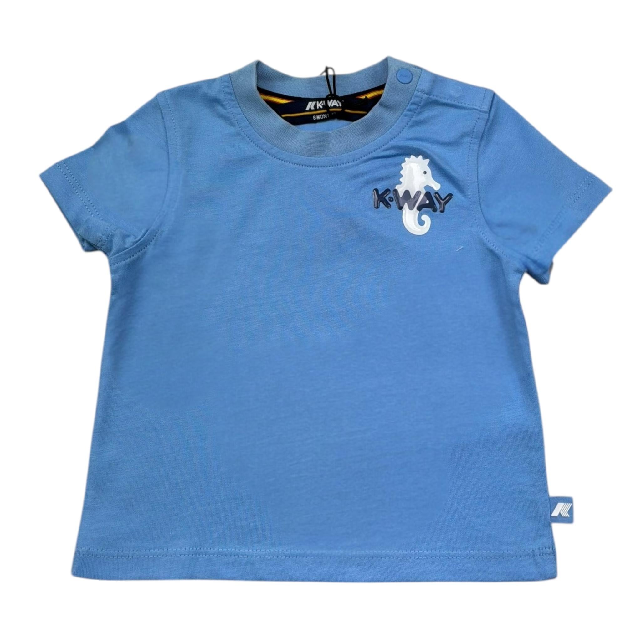 K-Way T-Shirt Girocollo Tinta Unita con Stampa per Neonato K5138DW AZZURRO K-WAY 