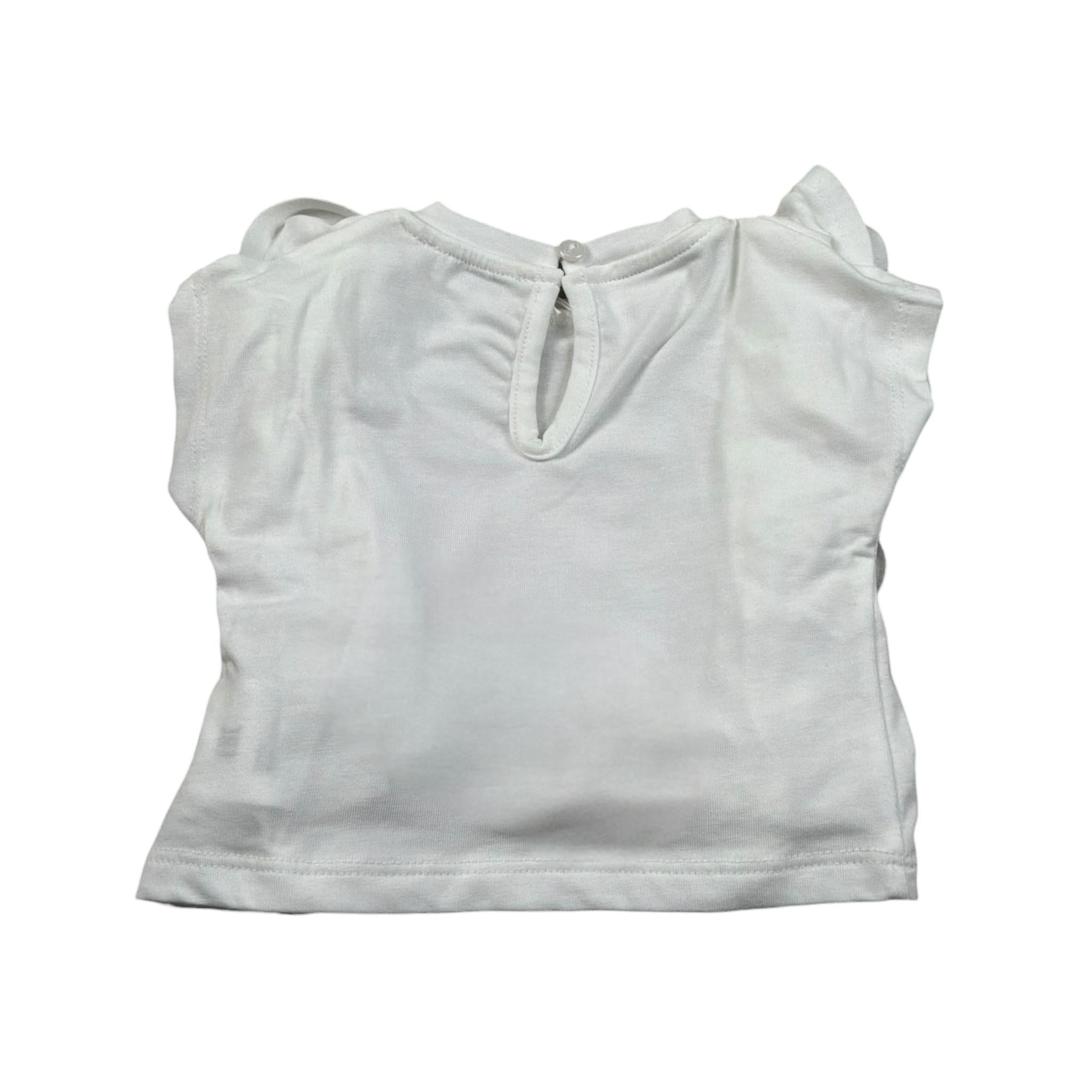 M+E' T-Shirt Girocollo Tinta Unita con Stampa per Neonata UE1377 BIANCO M+E' 