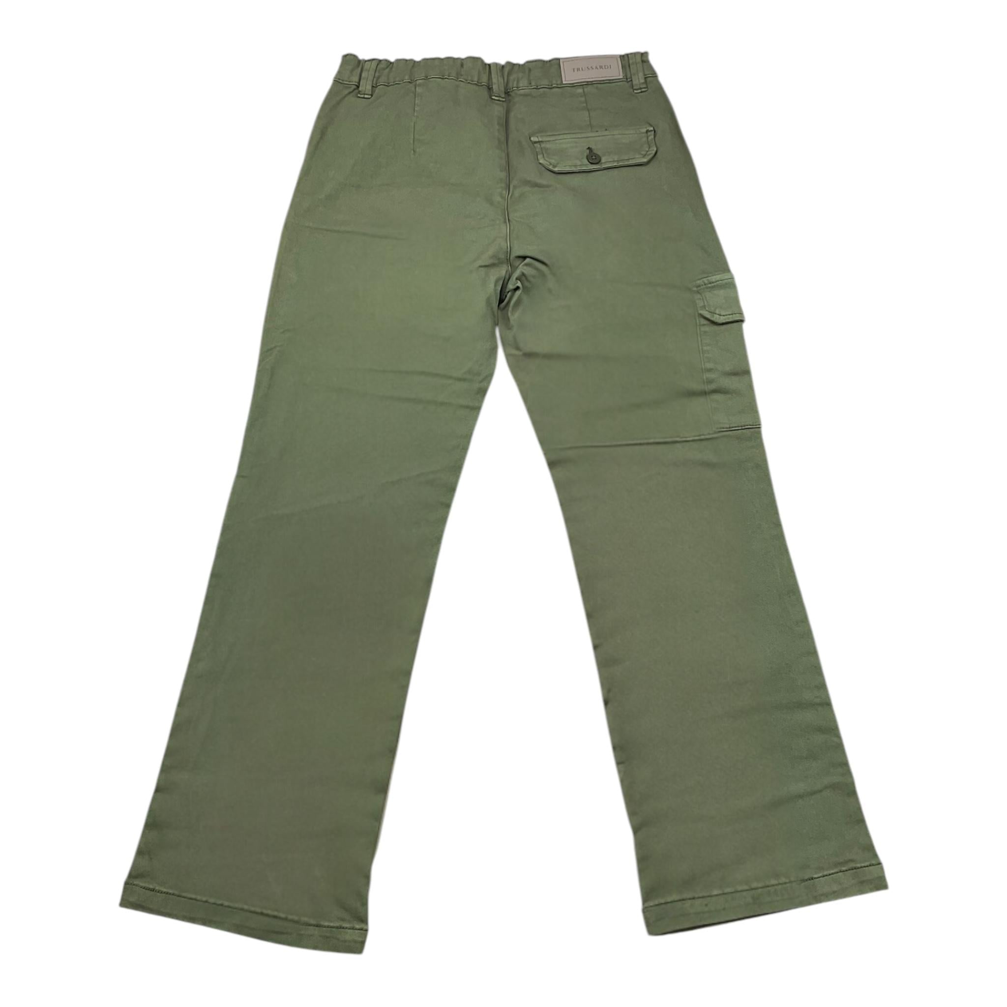 TRUSSARDI pantalone tinta unita con girovita regolabile Verde per Bambino TBA24090PA VERDE TRUSSARDI 