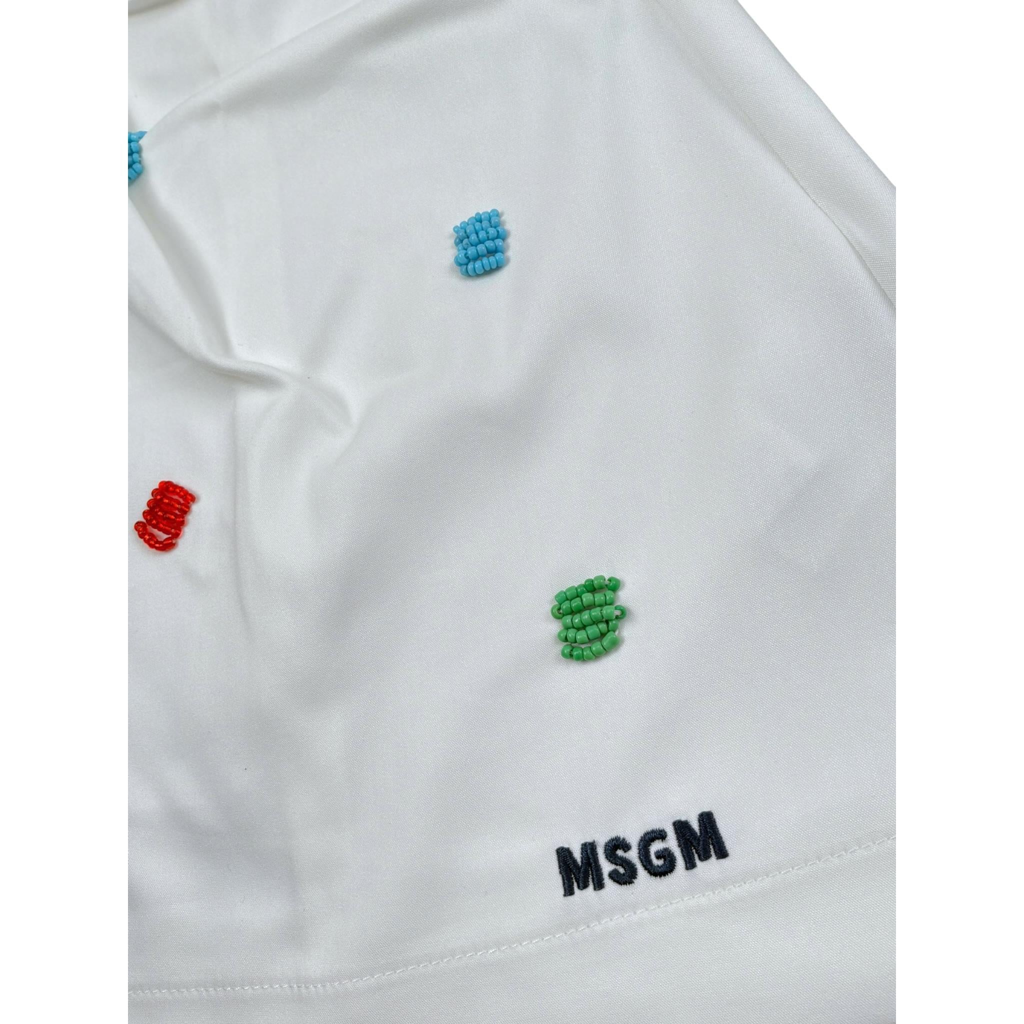 Msgm Abito Tinta Unita con Applicazioni per Bambina S5MSJGDR233 BIANCO MSGM 