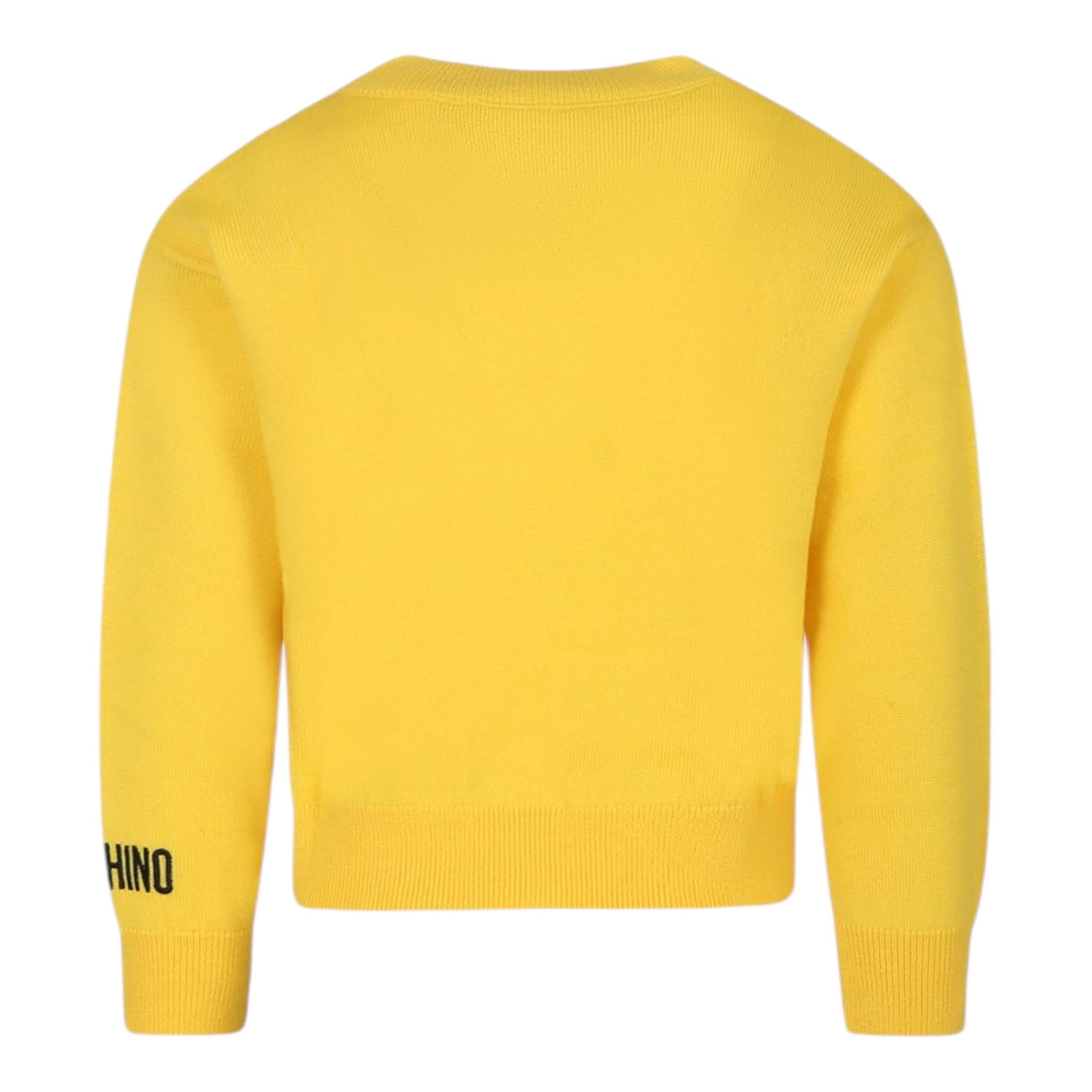 MOSCHINO maglia gircollo tinta unita con smile Gialla per Bambina HDW028 GIALLO MOSCHINO 