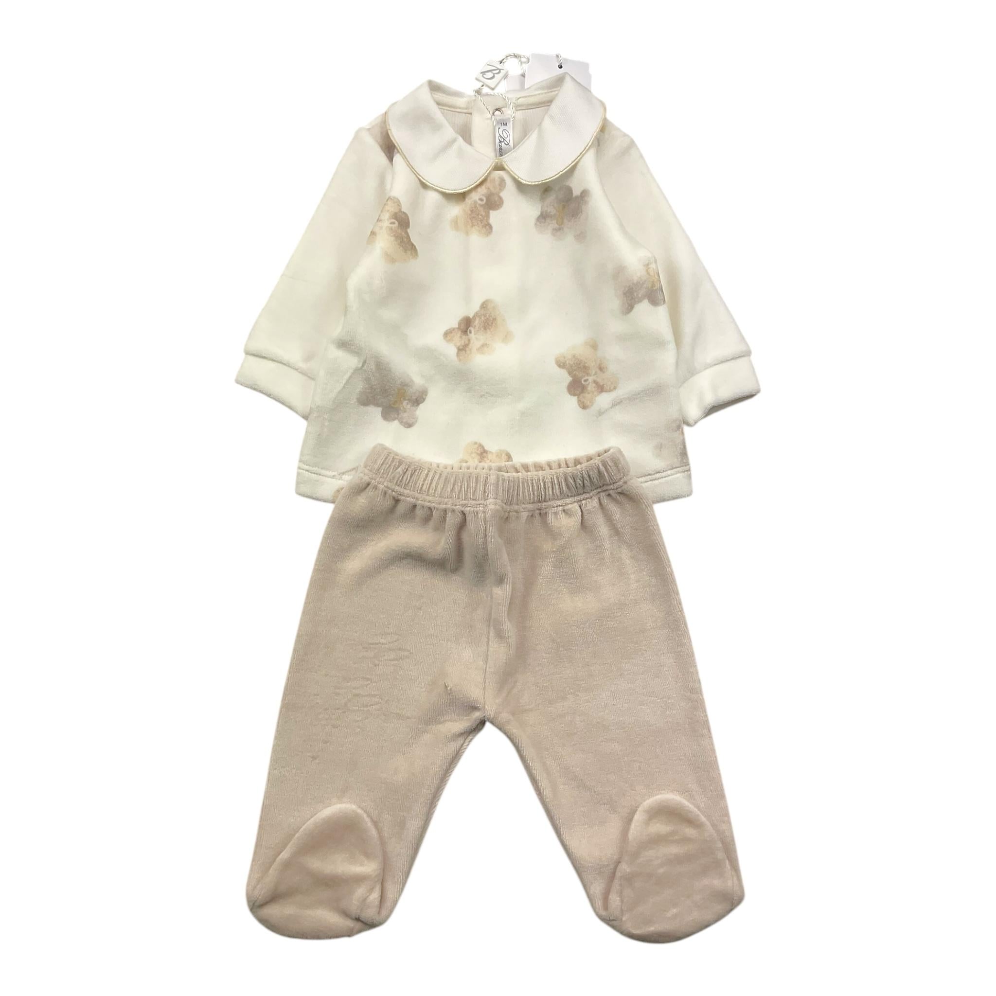 BARCELLINO completo 2pz maglia-ghettina tinta unita con stampa Bianco per Neonata 115602 BIANCO BARCELLINO 