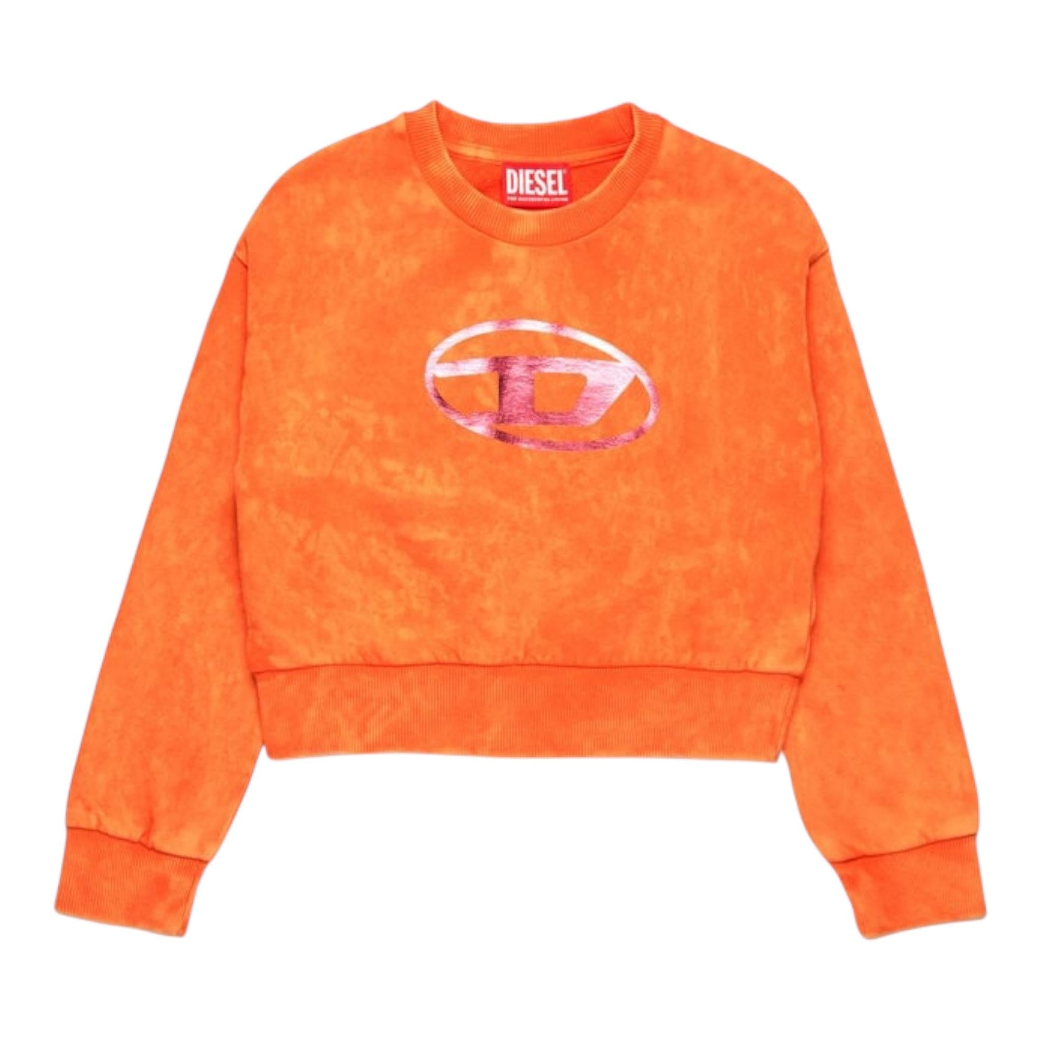 Diesel Felpa Chiusa Girocollo Tinta Unita con Logo per Bambina J02256X ARANCIONE DIESEL 