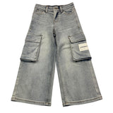 Hinnominate Jeans Tinta Unita con Tasconi E Girovita Regolabile per Bambina 3645PD00148 AZZURRO HINNOMINATE 