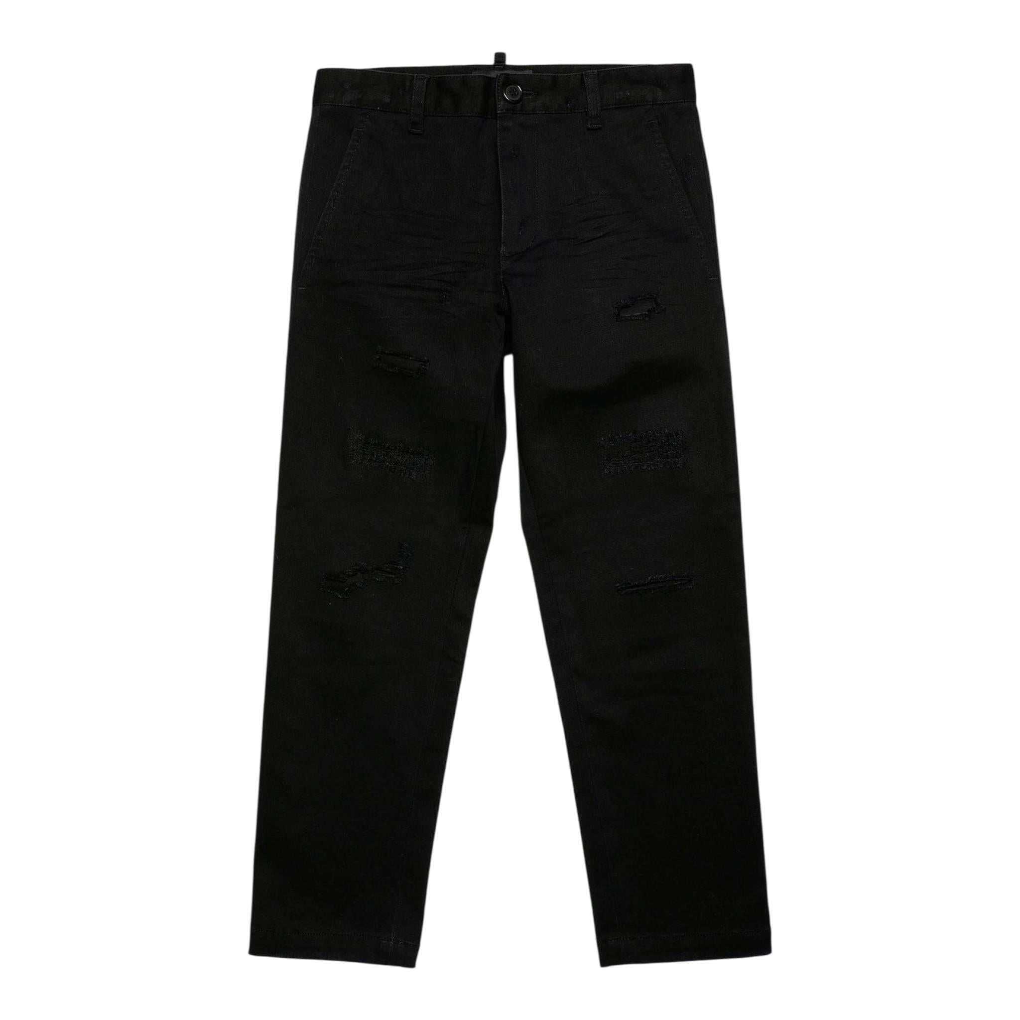 Dsquared2 Pantalone Tinta Unita con Strappi per Bambino DQ1748 NERO DSQUARED2 