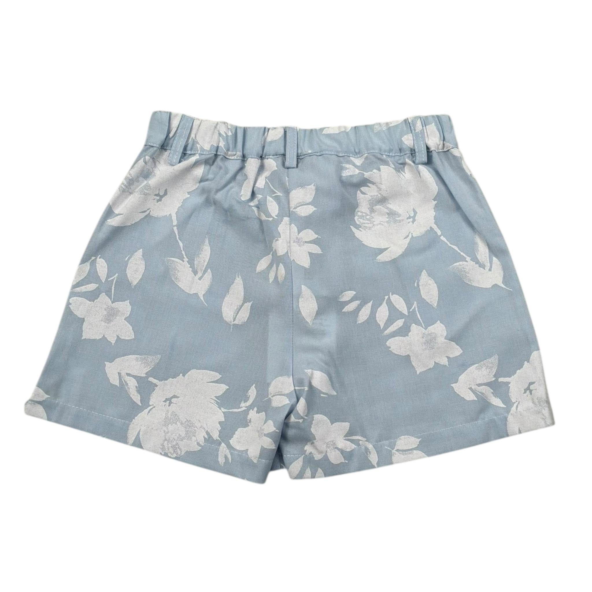 M+E' Short Tinta Unita con Stampa E Elastico In Vita per Bambina UE1805 AZZURRO M+E' 
