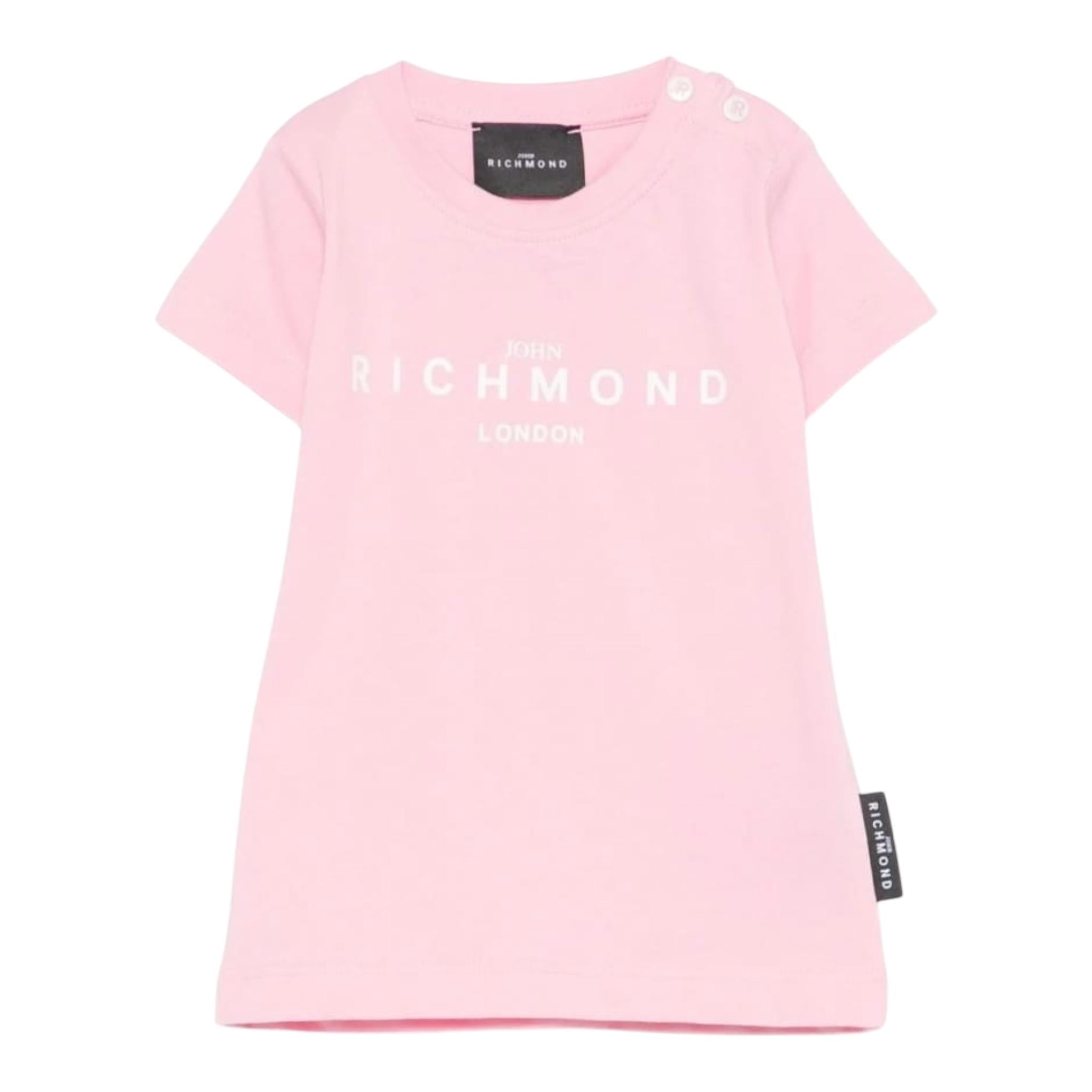 John Richmond T-Shirt Girocollo Tinta Unita con Stampa per Neonata RIP25002TSXXN ROSA JOHN RICHMOND 