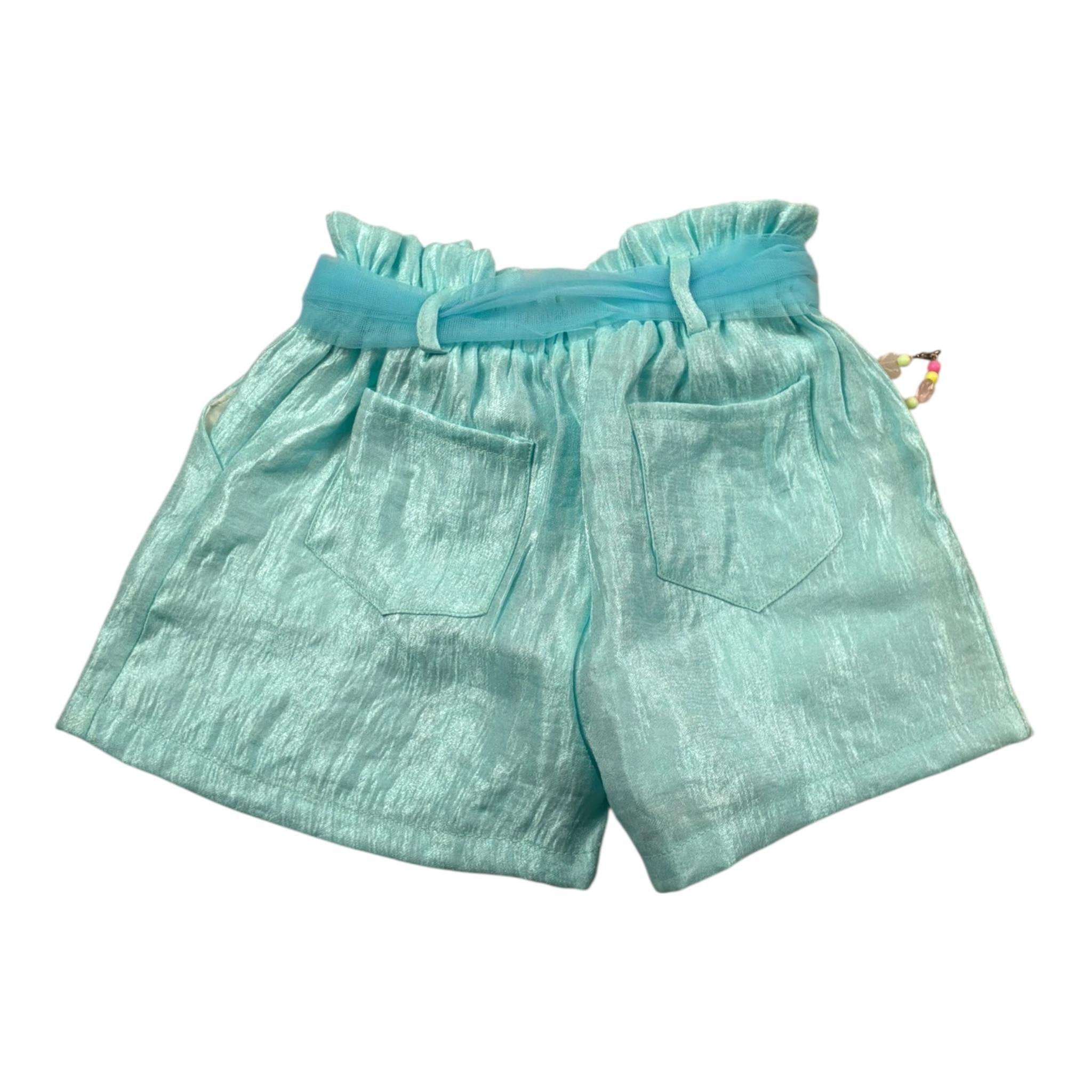 Miss Grant Short Tinta Unita con Cintura per Bambina MG1324J AZZURRO MISS GRANT 