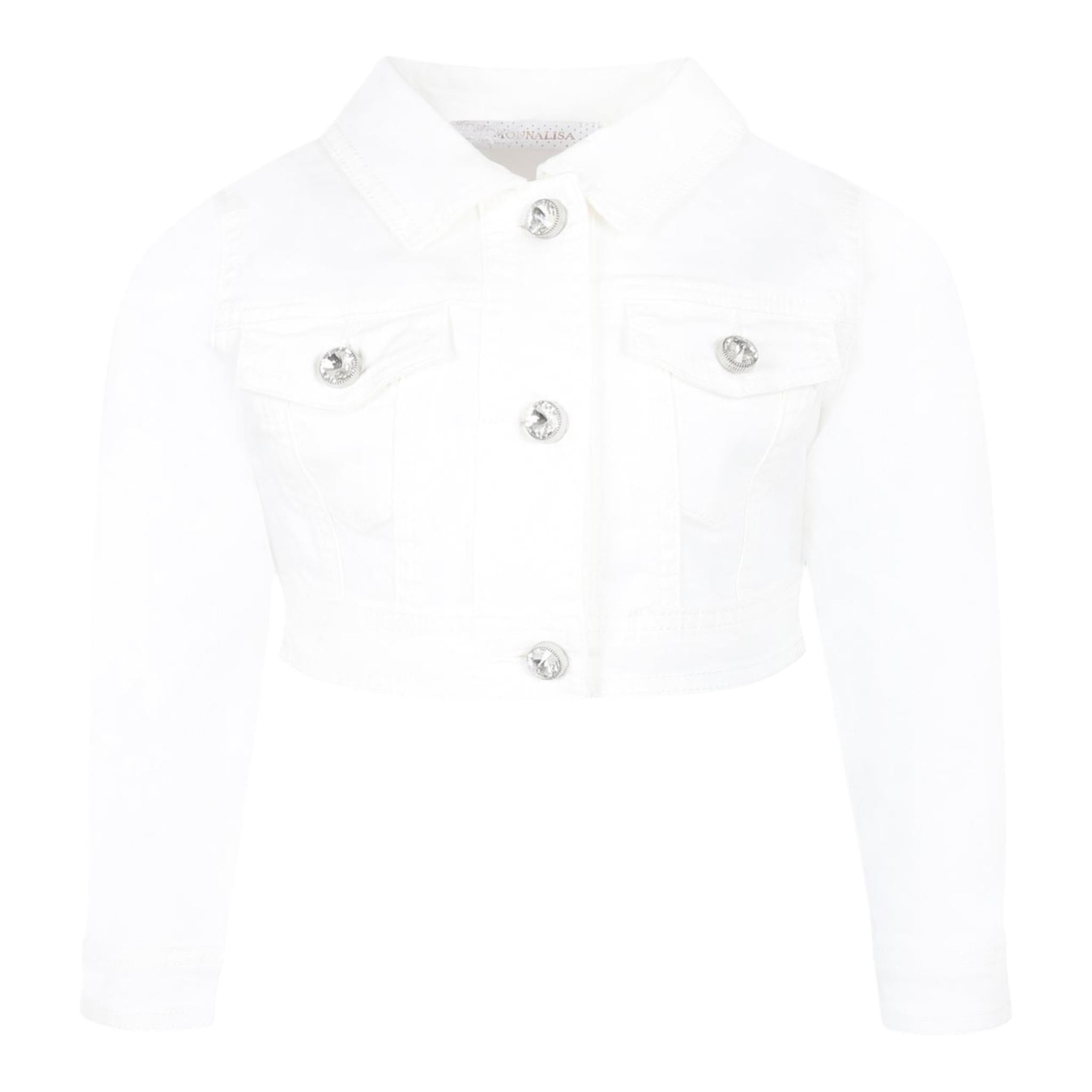 Monnalisa Giubbino In Denim Tinta Unita per Neonata 79E101 BIANCO MONNALISA 