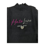 ODI ET AMO abito manica lunga tinta unita con ricami Nero per Bambina ODJDR15359 NERO ODI ET AMO 