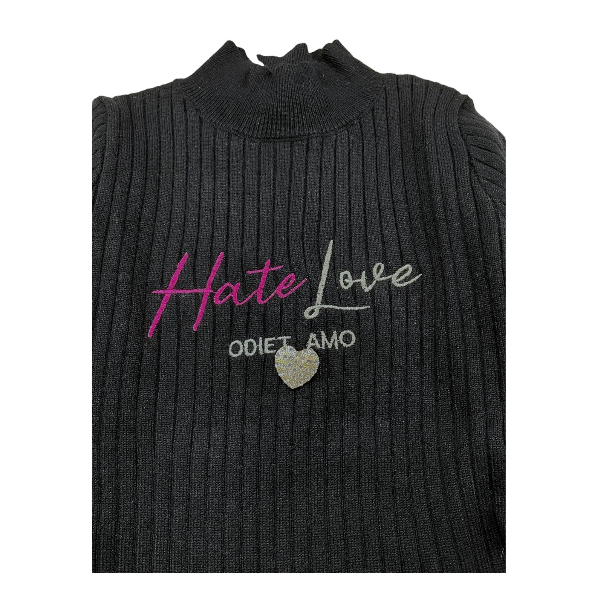 ODI ET AMO abito manica lunga tinta unita con ricami Nero per Bambina ODJDR15359 NERO ODI ET AMO 