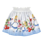Monnalisa Gonna Tinta Unita con Stampa Alice Nel Paese Delle Meraviglie per Bambina 11E707X BIANCO MONNALISA 