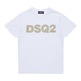 Dsquared2 T-Shirt Girocollo Tinta Unita con Stampa per Bambino DQ2749 BIANCO DSQUARED2 