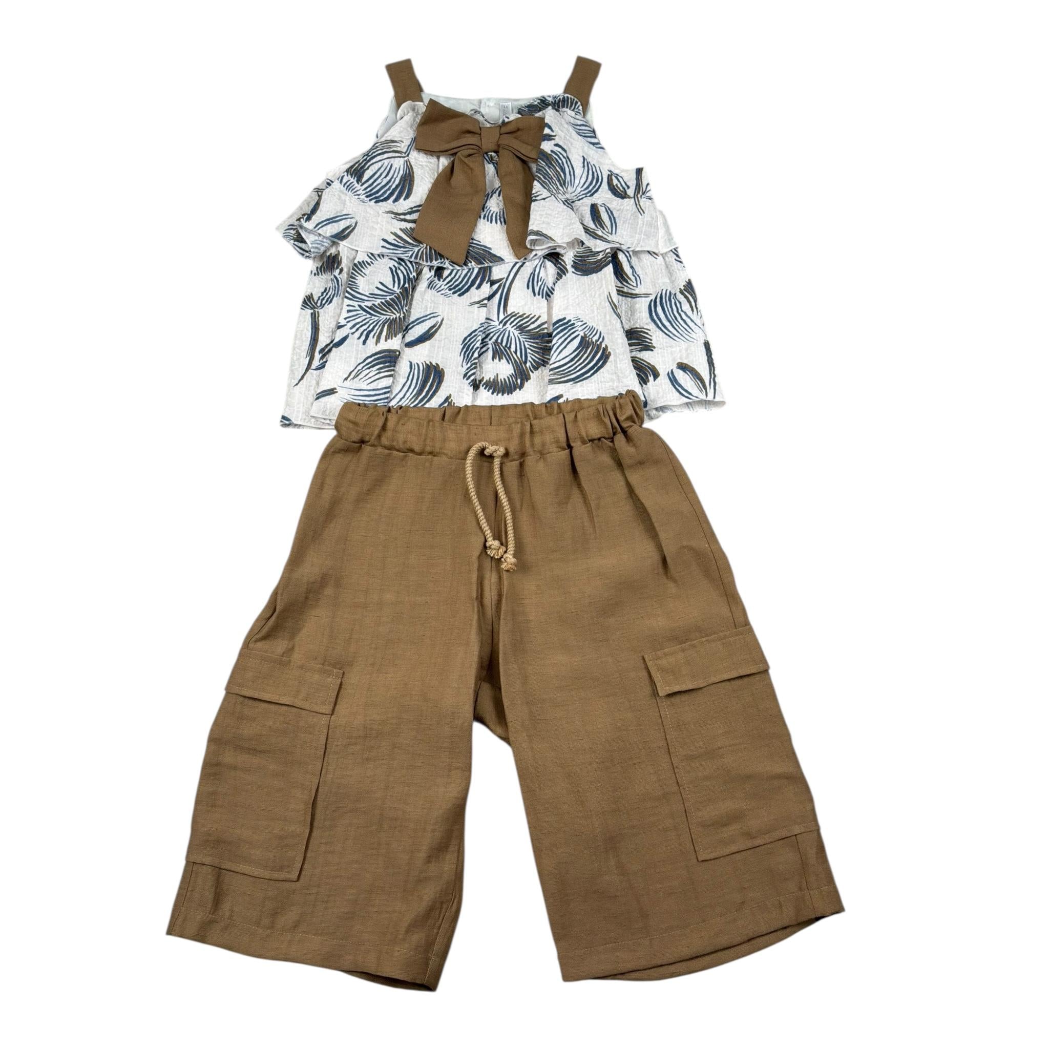 Barcellino Completo 2 Pezzi Camicia-Pantalone per Bambina 120415 BIANCO BARCELLINO 