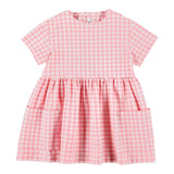 Il Gufo Abito Tinta Unita con Fantasia Quadri per Bambina P25VM779C3161J ROSA IL GUFO 