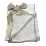 Colibri Coperta Tinta Unita con Ricami E Fiocco per Neonata 8COPASQ2 BIANCO COLIBRI 