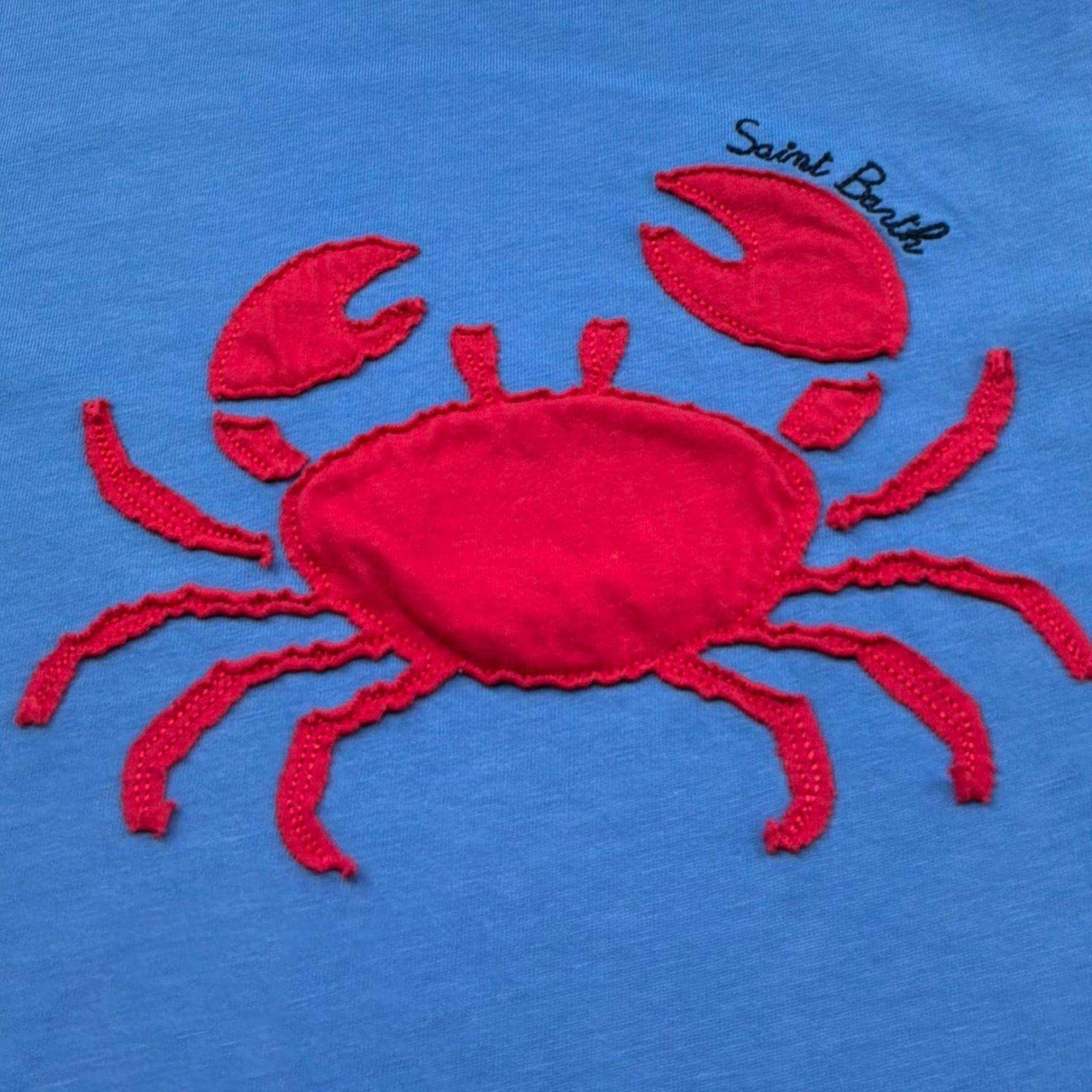 Saint Barth T-Shirt Girocollo Tinta Unita con Stampa per Bambino 01217L BLU SAINT BARTH 