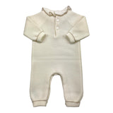 LITTLE BEAR tutina tinta unita con colletto in constrasto Panna per Neonata 9123 PANNA LITTLE BEAR 