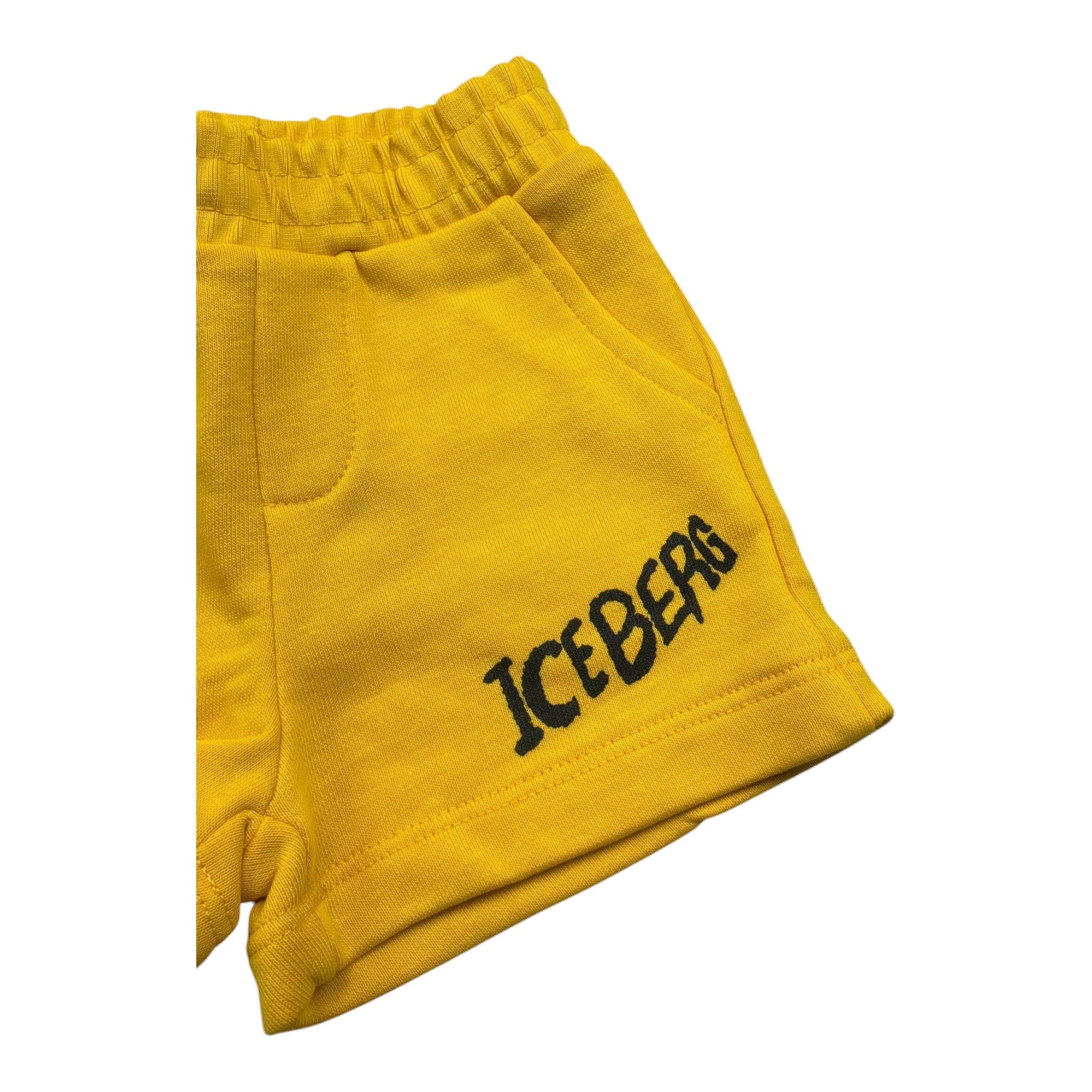 Iceberg Bermuda Felpa Tinta Unita con Stampa per Neonato BFICE5110B GIALLO ICEBERG 