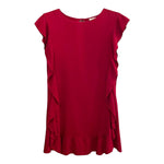 Monnalisa Abito Tinta Unita con Rouches per Bambina 711904 ROSSO MONNALISA 