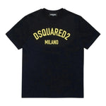 DSQUARED2 t-shirt girocollo tinta unita con stampa Nero per Bambino DQ1983X NERO DSQUARED2 