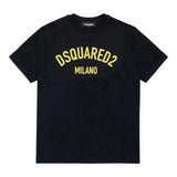 DSQUARED2 t-shirt girocollo tinta unita con stampa Nero per Bambino DQ1983X NERO DSQUARED2 