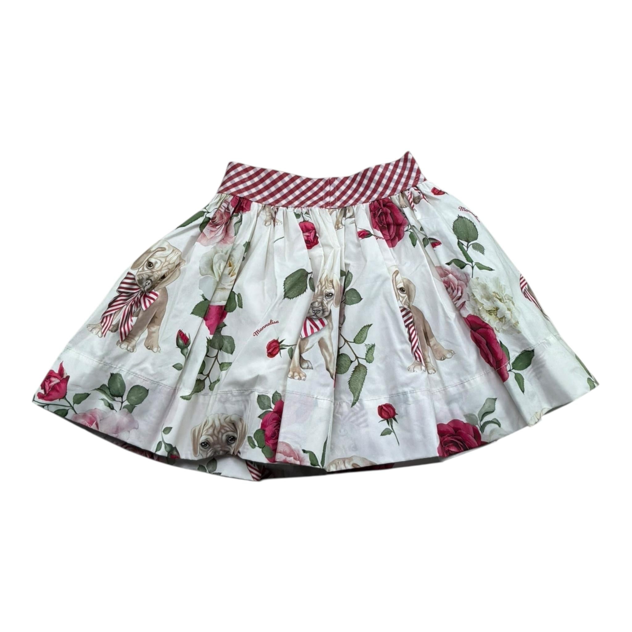 Monnalisa Gonna Tinta Unita con Fantasia Fiori per Bambina 113703 BIANCO MONNALISA 