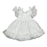 Amaya Abito Giromanica Tinta Unita con Tulle per Neonata 591002 BIANCO AMAYA 