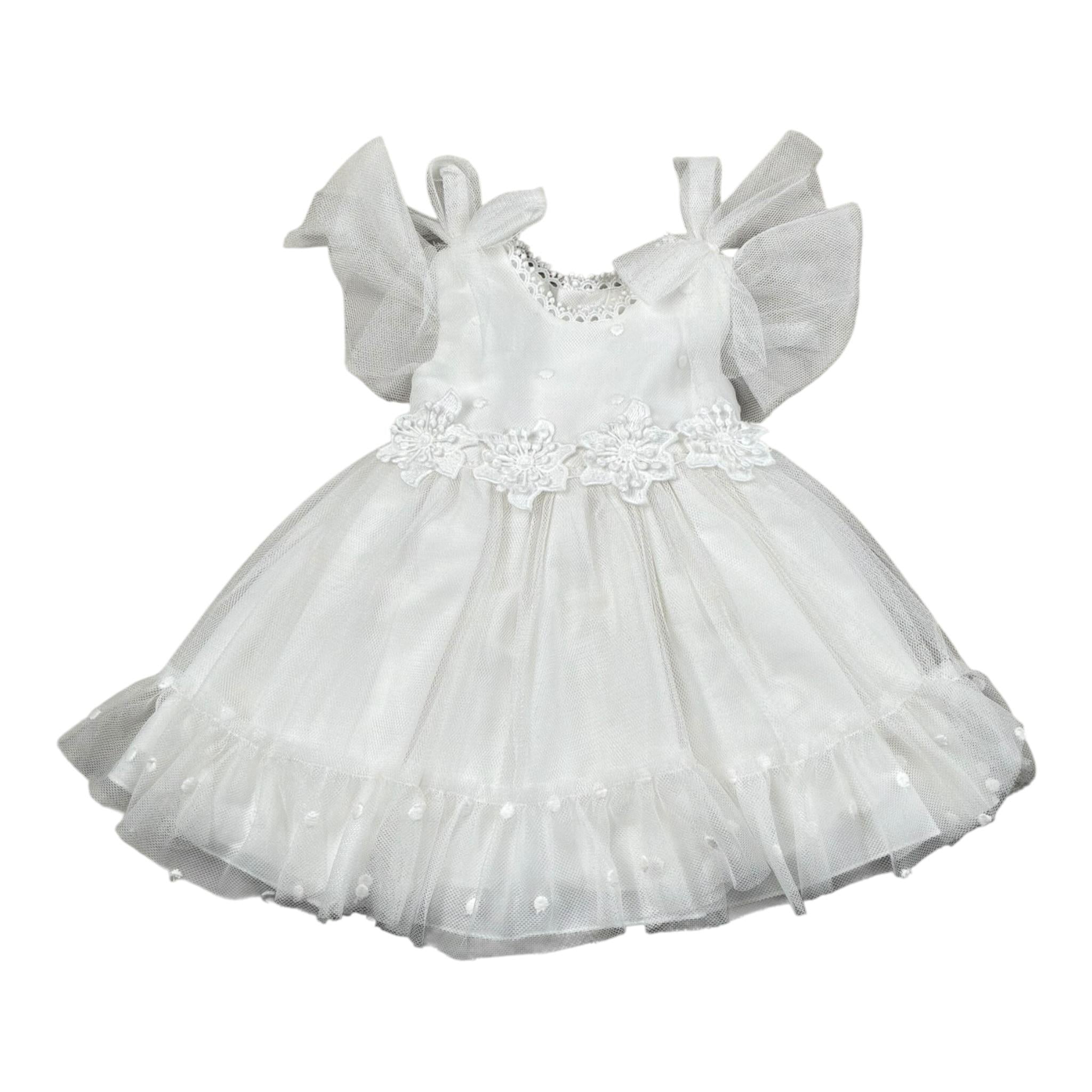Amaya Abito Giromanica Tinta Unita con Tulle per Neonata 591002 BIANCO AMAYA 