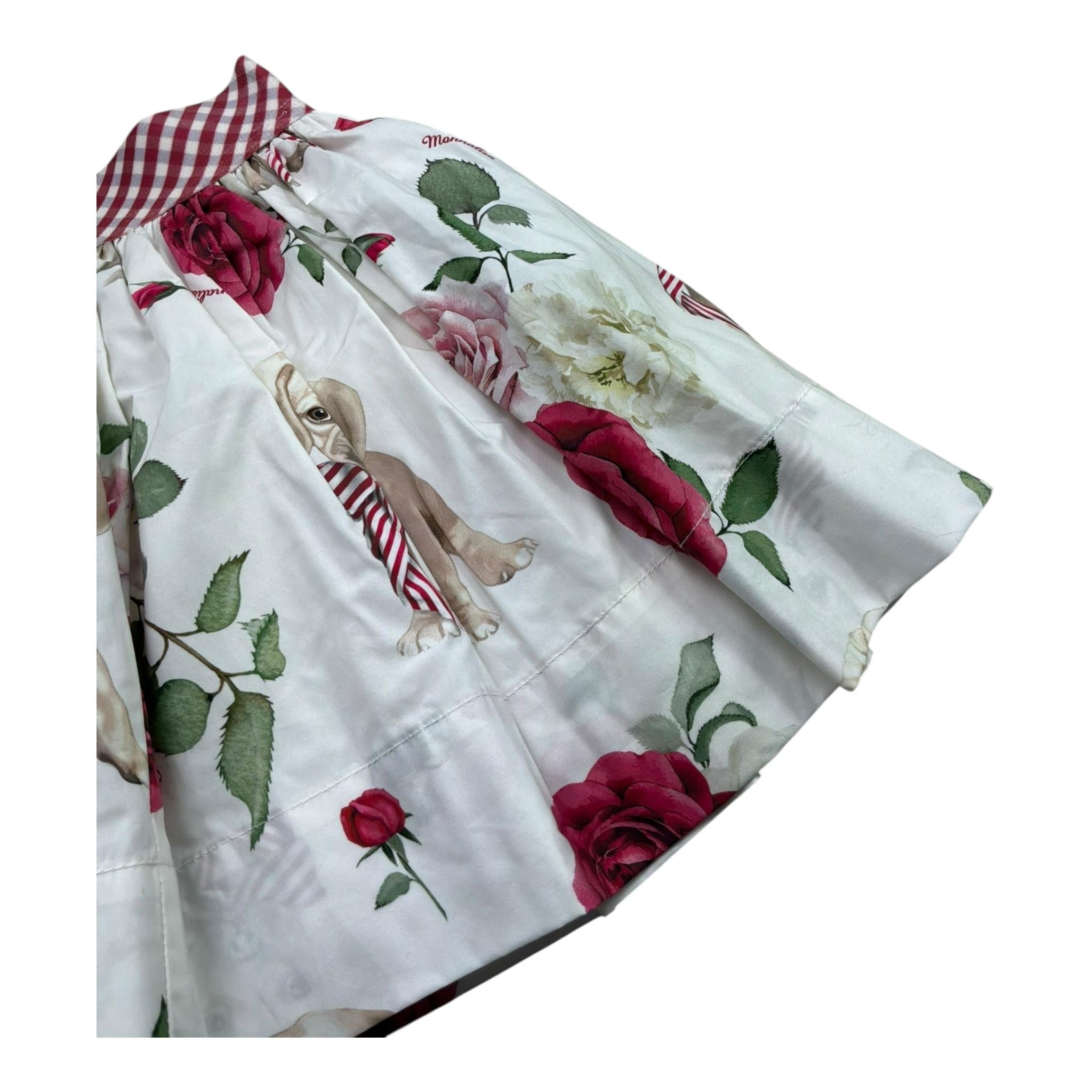 Monnalisa Gonna Tinta Unita con Fantasia Fiori per Bambina 113703 BIANCO MONNALISA 