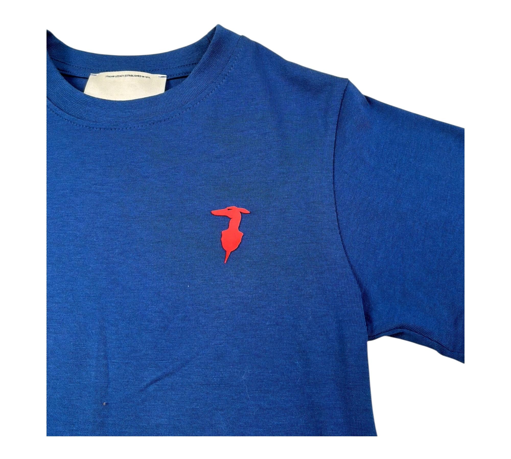 Trussardi T-Shirt Girocollo Tinta Unita con Logo per Bambino TBP26002TS BLU TRUSSARDI 
