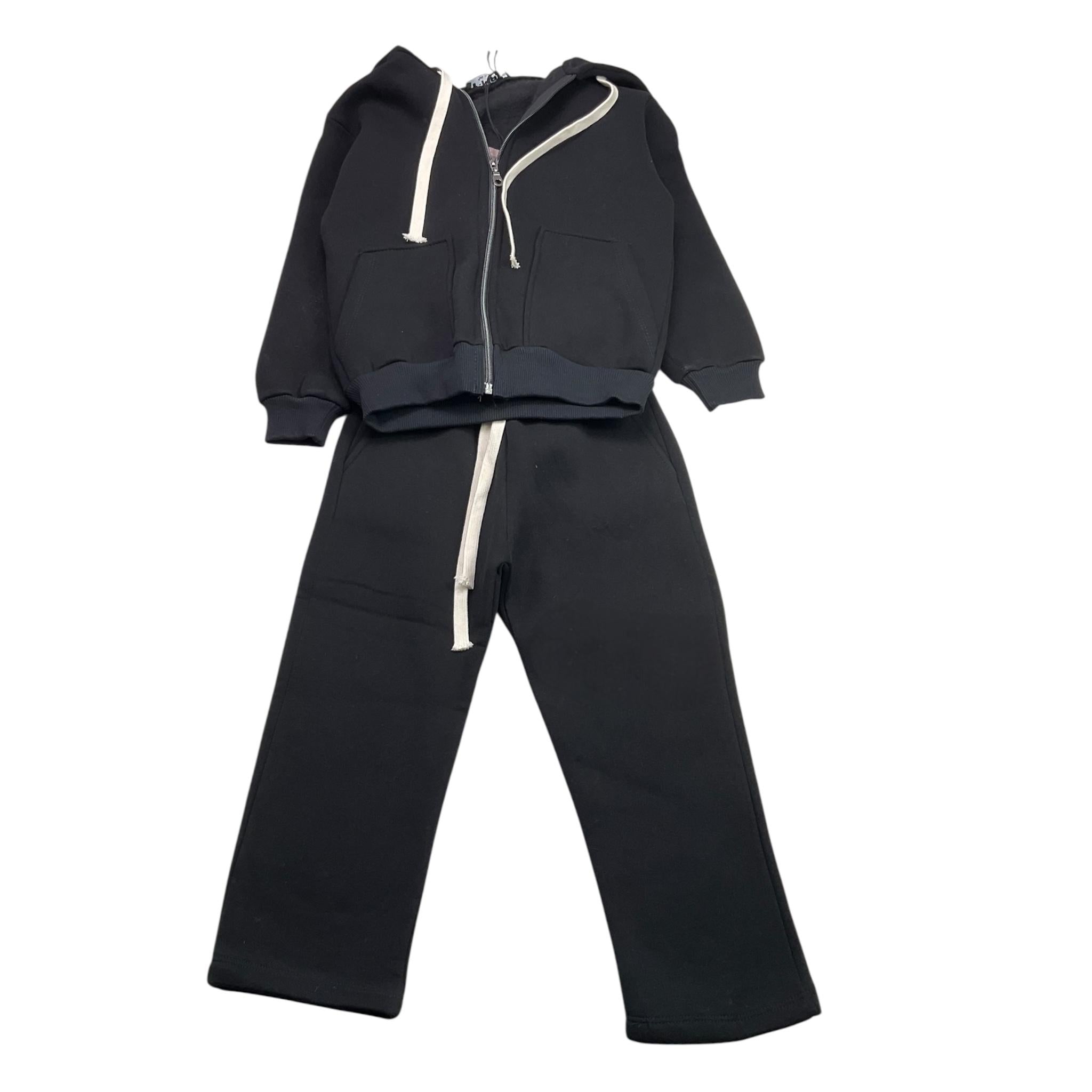 F-MAN completo felpa con zip e cappuccio tinta unita-pantalone Nero per Bambino L112 NERO F-MAN 