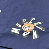 Moschino Camicia Mezza Manica Tinta Unita con Stampa per Bambina HUC01W BLU MOSCHINO 
