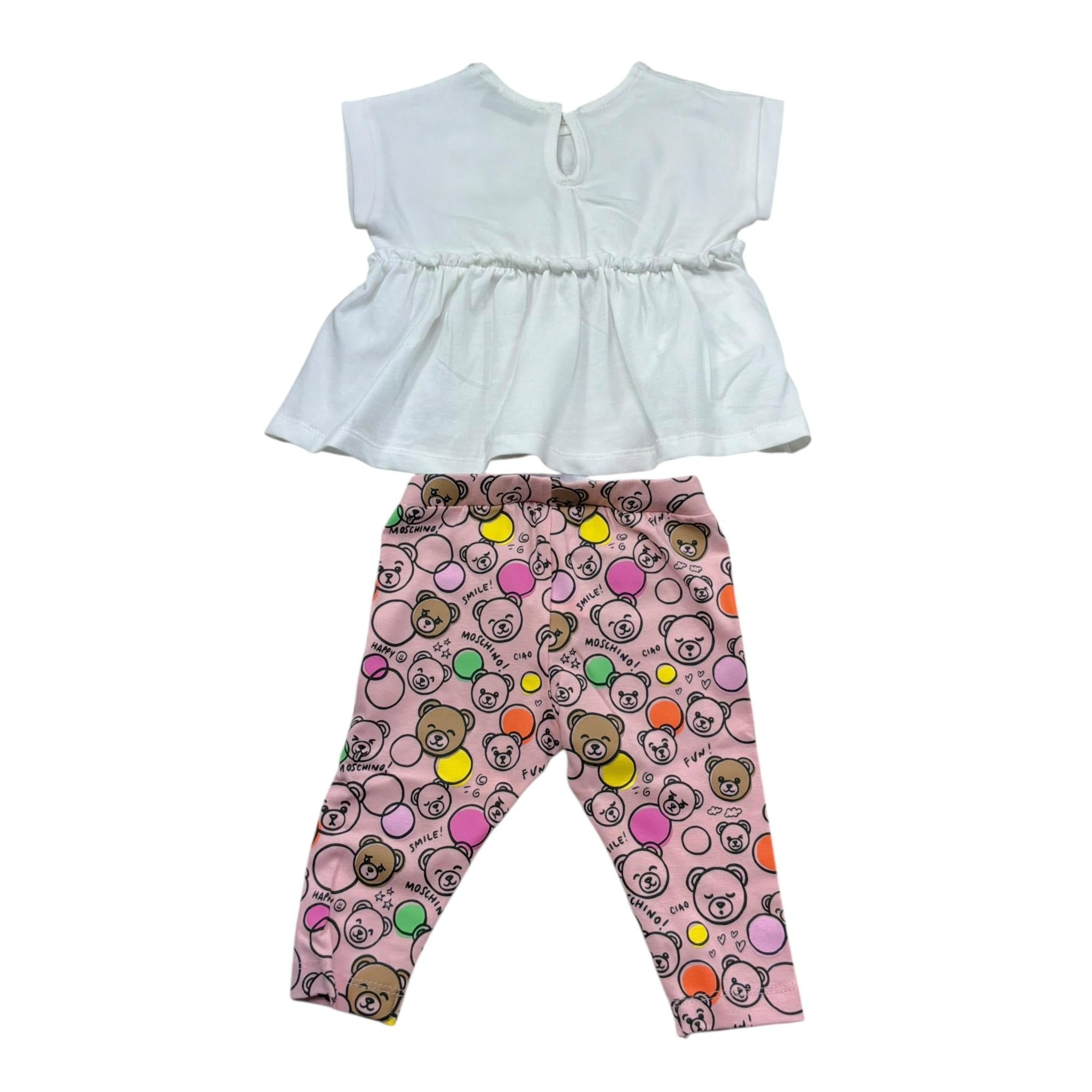 Moschino Completo 2 Pezzi T-Shirt-Leggins Bicolore per Neonata MAG011 BIANCO/ROSA MOSCHINO 