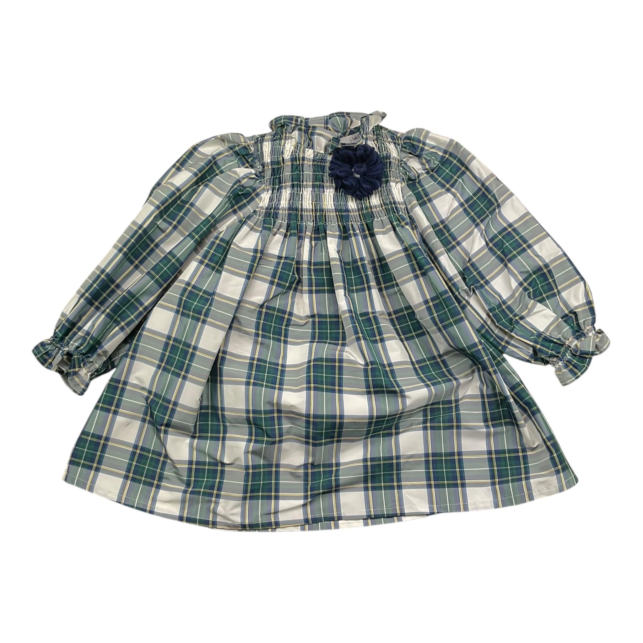 PICCOLA LUDO abito tinta unita con fantasia quadri Bianco per Bambina BS9WB034 BIANCO PICCOLA LUDO 