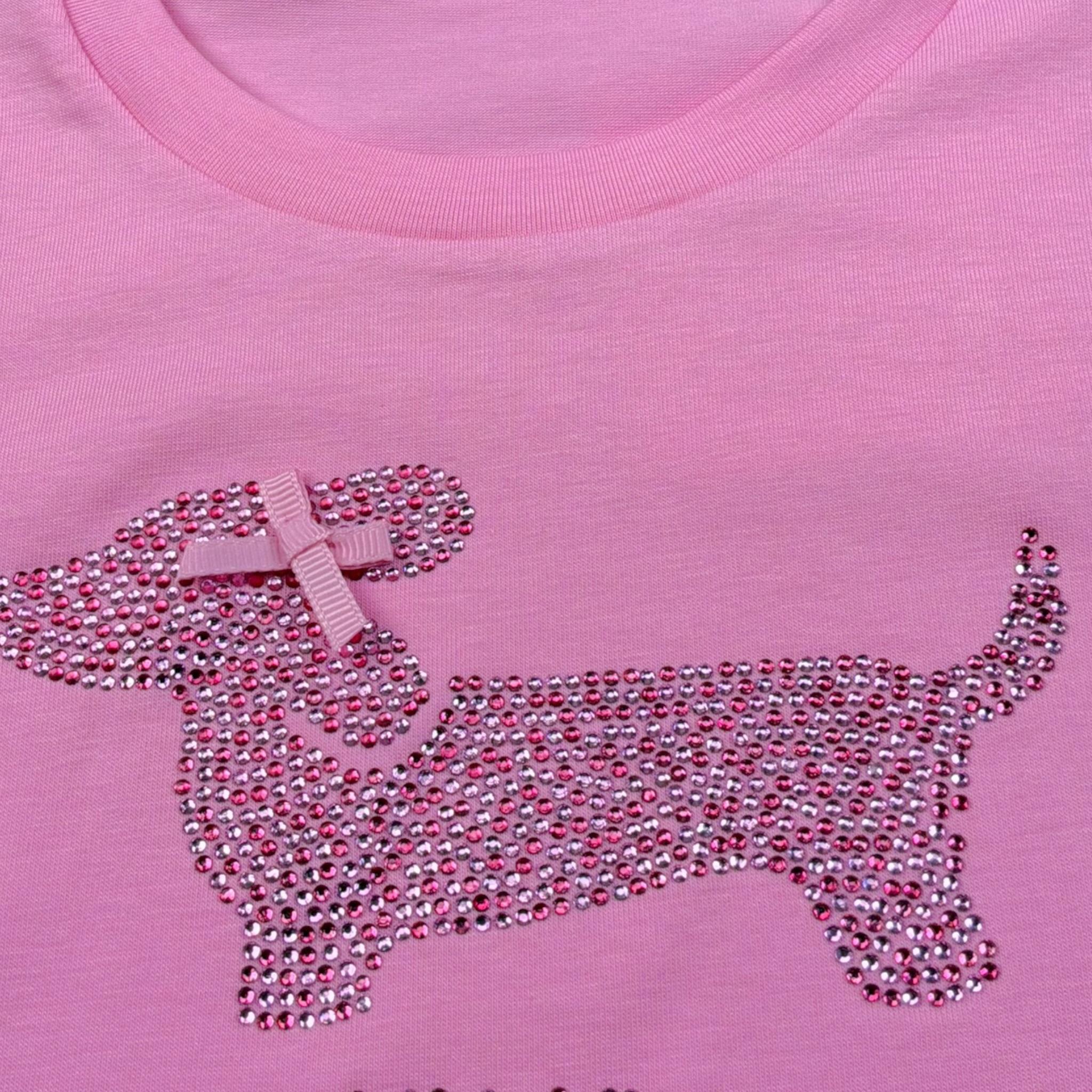 Liu Jo T-Shirt Girocollo Tinta Unita con Brillantini per Bambina KA5021XXJ ROSA LIU JO 